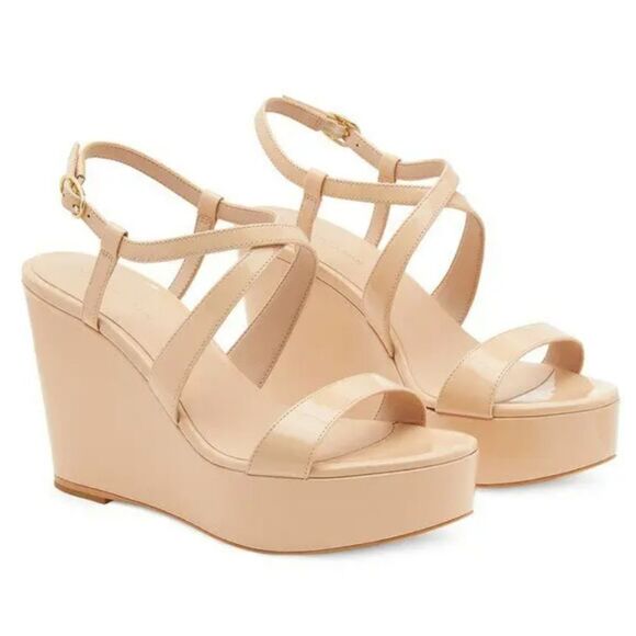 BRAND NEW STUART WEITZMAN WOMEN'S NATURAL AVE 75 WEDGE SANDAL - Picture 1 of 16